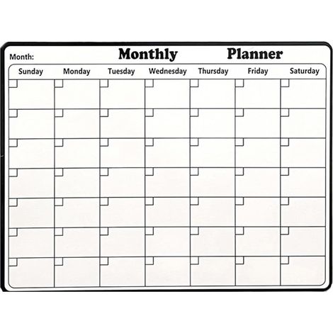 Tableau calendrier mensuel effaçable à sec avec aimants puissants (1/5)