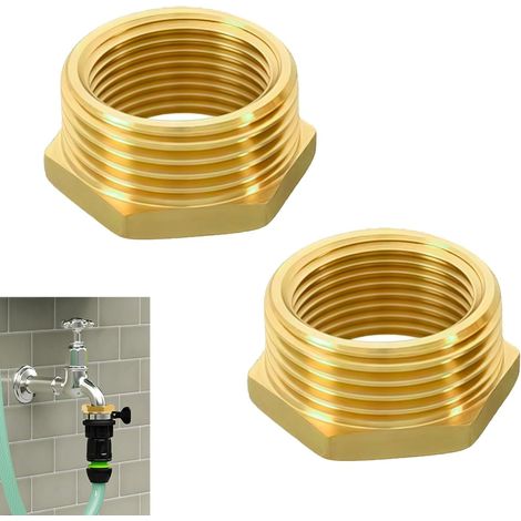 2 Pièces Réducteurs en Laiton 3/4 vers 1/2 Pouce, Adaptateur de Tuyau 25 mm à 20 mm Fileté, Connecteurs de Réduction Résistants à la Corrosion pour Eau Gaz Huile Air Plomberie Jardin Chauffage (1/5)