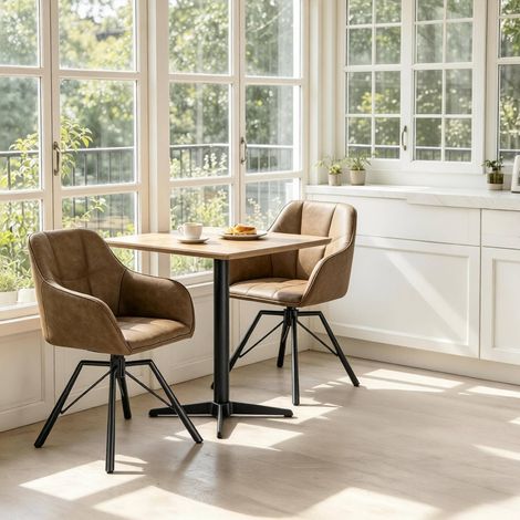 Set di 2 sedie da pranzo girevoli a 360° con braccioli, marroni (1/5)