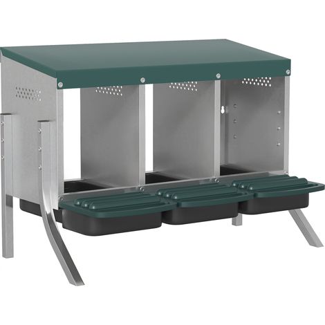 Chicken Nest Box with Ventilation, 3 Compartments, Metal