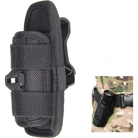 Étui porte-lampe torche extérieur avec clip rotatif 360°, support ceinture pour lampe de poche, accessoires pêche et chasse (1/5)