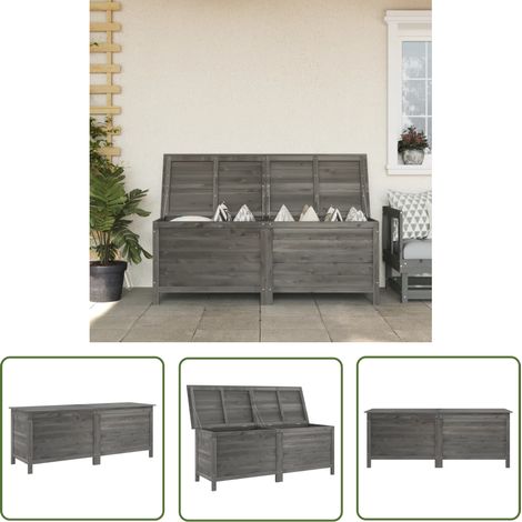The Living Store Boîte de rangement de jardin anthracite bois massif sapin - Boîte De Rangement Jardin - Coffre De Jardin - Rangement Extérieur - Meuble De Jardin - Bois Massif (1/5)
