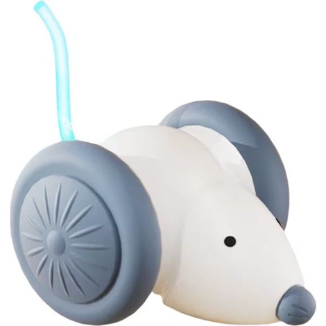 Ratón eléctrico en coche, juguete interactivo para mascotas - Blanco (1/5)