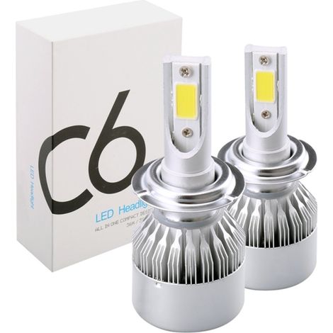 TRADE SHOP - Coppia Lampade Anabbaglianti Abbaglianti C6 H3 6000k Led 8v-48v F 36w/3800lm Auto Moto -