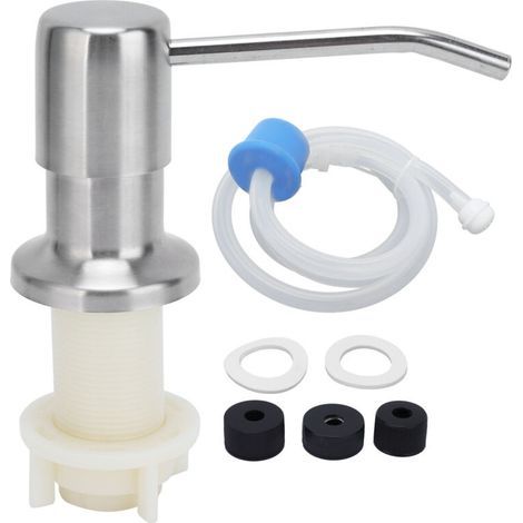 Distributeur de savon mural en acier inoxydable 304 pour évier de cuisine, kit complet avec tube rallonge intégré (1/5)