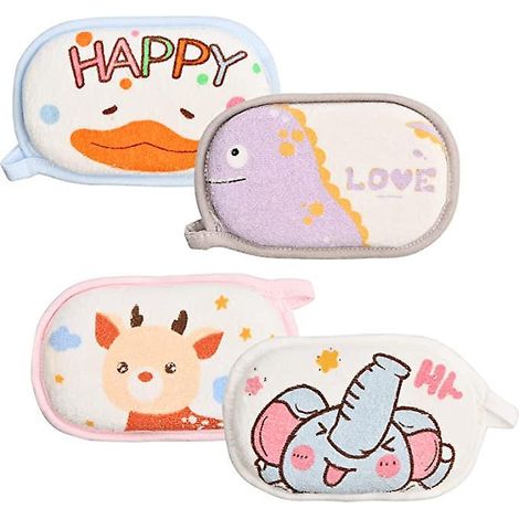 ponge De Douche De Bb 4 Pices, Ponge De Bb En Coton Doux Pour Le Bain, Ponge De Douche De Bb (1/5)