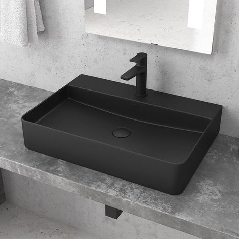 Lavabo da appoggio 50cm colore nero mat Litos-CNM500 kamalu