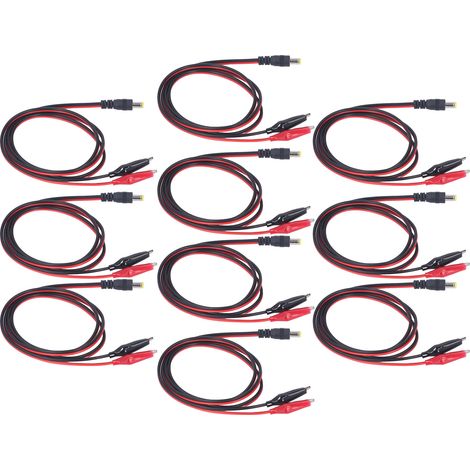 Câble d'alimentation CC vers double pince de test, âme en cuivre, adaptateur secteur pour charge de batterie, 1 m (3,3 pi), 10 connecteurs mâles CC (1/5)