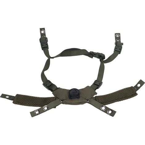 Verstellbarer Kinnriemen mit Druckknopfaufhängung, Helmzubehör für Fast-, MICH- und Wendy-Helme, militärgrün. (1/4)