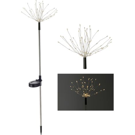 LED Solar Gartenstecker FIREWORK - 75 LED - Solarleuchte mit biegsamen Drähten