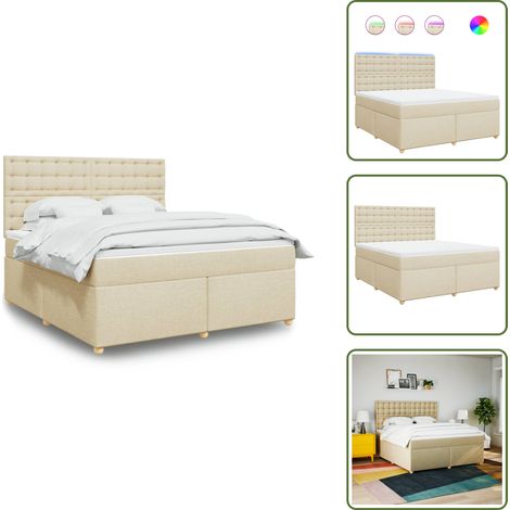 Boxspringbett mit Matratze Creme 180x200 cm Stoff - Boxspringbett - Boxspringbetten - Bett - Bettgestell (1/5)