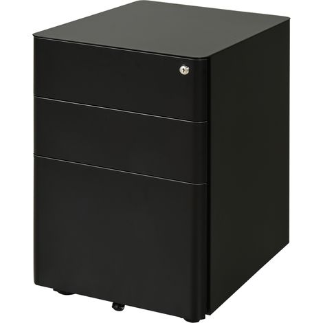 Lockable Cabinet- Rolling Filing Cabinet 3 Drawers- Steel Office Drawer Unit for A4- Letter- Legal Sized Files (1/5)