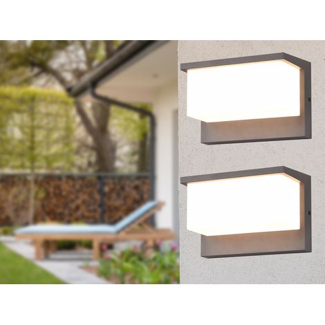LED Außenwandleuchte 2er SET in Anthrazit & Weiß, Breite 23cm (1/5)