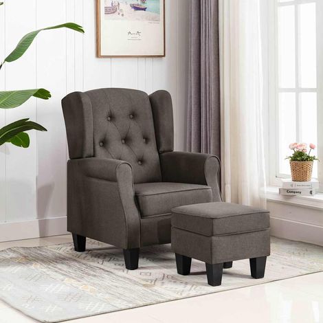 vidaXL Sillón con reposapiés de tela gris taupe (1/5)