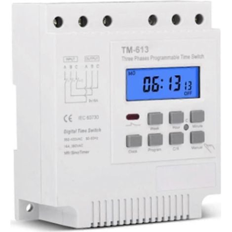 Minuterie programmable rétroéclairée triphasée 380 V/415 V (1/5)