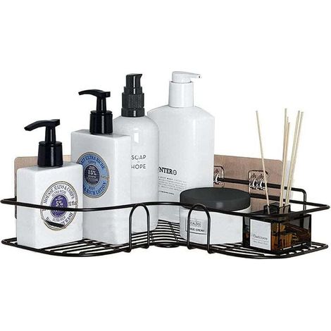 Étagère De Douche Étagère D'Angle, Étagère De Salle De Bain, Étagère De Douche Sans Perçage Étagère D'Angle En Métal Antirouille, Autocollant De Receveur De Douche Pour La Salle De Bain, Éta (1/3)