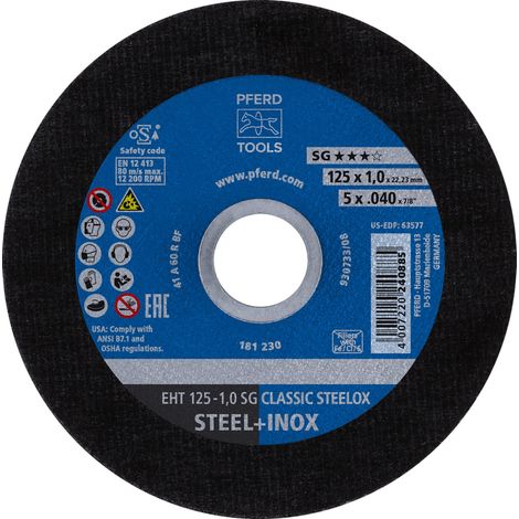 PFERD TOOLS Trennscheibe EHT 125x1,0x22,23 mm gerade Leistungslinie SG CLASSIC STEELOX für Stahl/VA 25 Stk (1/5)