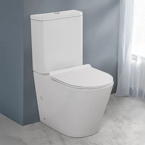 WC filomuro monoblocco Rimless bianco con sedile soft-close Tygo (1/5)