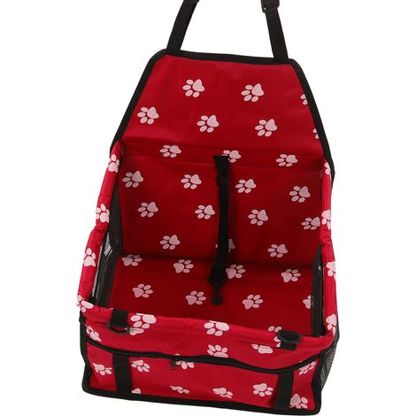 Siège auto pour animaux de compagnie imperméable, respirant et antidérapant avec laisse de sécurité intégrée, panier pour chien, chiot ou chat rouge (1/5)