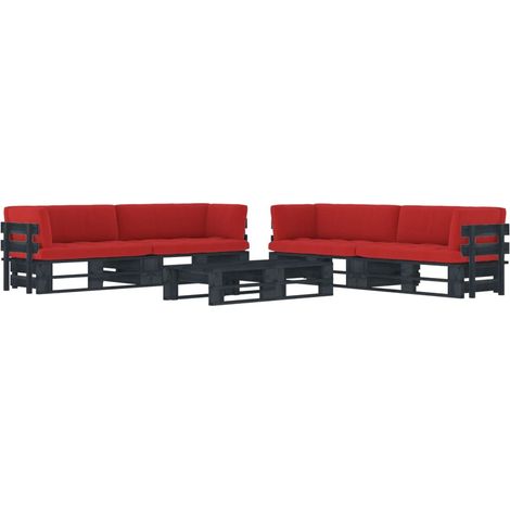 6-tlg. Paletten-Lounge-Set Schwarz Imprägniertes Kiefernholz (1/5)
