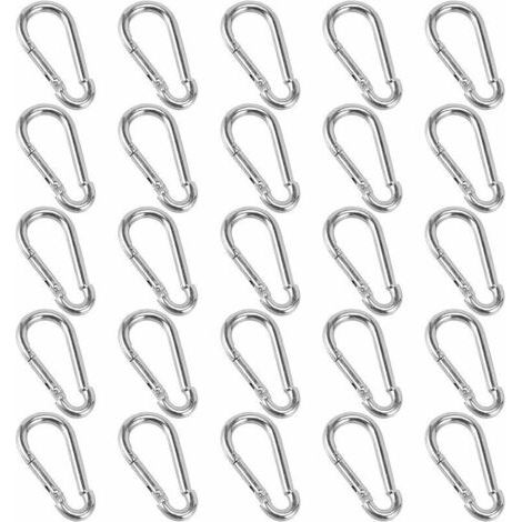 Lot de 25 mousquetons 40 x 4 mm – Charge maximale 110 lb – Conception légère et compacte – Pour sacs à dos, camping et pêche (1/5)