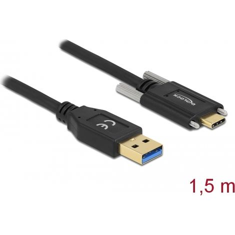 Cable SuperSpeed USB 3.2 Gen 1 Tipo-A macho a USB Type-C⢠macho con tornillos 1.50 m 10 Gbps