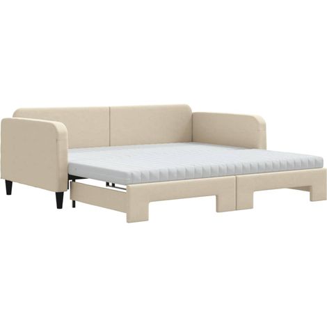 Maison Exclusive - Divano Letto Estraibile con Materassi Crema 100x200 cm Tessuto