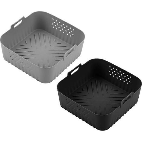 Lot de 2 plateaux en silicone pour friteuse à air chaud COSORI Square Ninja 180 (5,5-6,2 L) - Accessoires de cuisson antiadhésifs pour four (1/5)