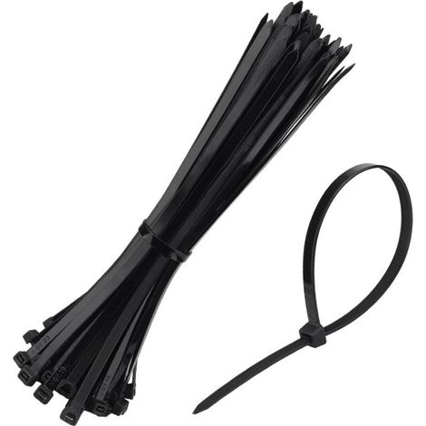 100 racines Serre cable,300 mm x 7,6 mm, Serflex Noir,serre cable plastique 300mm,serre cable plastique,Professionnelles Attache Câble, Adaptées à l'Industrie,Secteur des Câbles (Noires)
