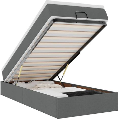 Estructura cama otomana colchón tela gris oscuro 80x200cm vidaXL (1/5)