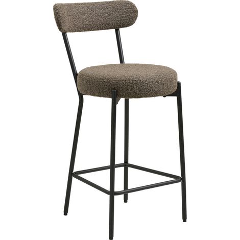 ERIN-Chaise de bar en tissu bouclé marron (1/5)