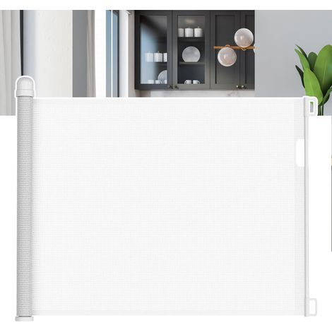 Treppenschutzrollo Türschutzgitter 150cm Treppenschutzgitter ausziehbar Tür- & Treppengitter mit Auto-Close Kinderschutzgitter PVC Türgitter Baby Schutzgitter, Weiß NAIZY (1/4)
