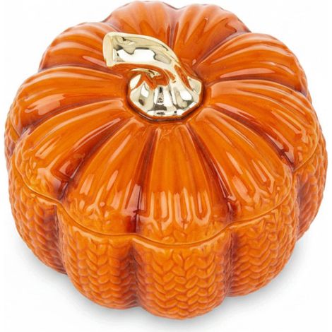 Contenitore decorativo in ceramica a forma di zucca, decorazione autunnale per Halloween, 13 cm. (1/5)