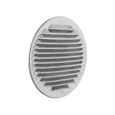Grille de ventilation ronde en me'tal a' chevaucher avec grillage 175 mm couleur inox pour inte'rieur et exte'rieur