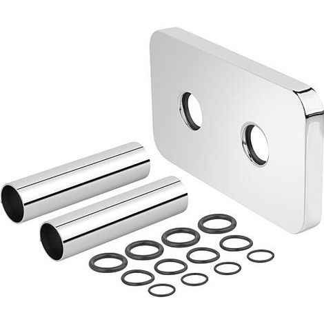 Set de rosaces doubles et d’habillage chromé, longueur de tube 70 mm