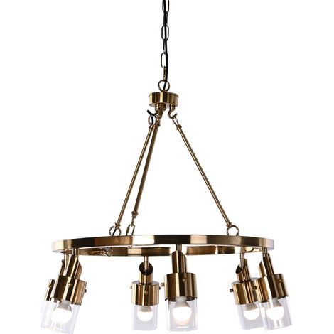 Lampara Techo Metal Cristal 66X66X60 Dorado (1/5)