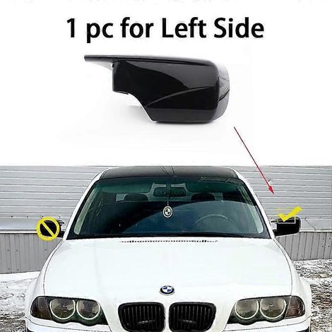 Schwarze Außenspiegelkappen in Carbonfaser-Optik als Ersatz für BMW E46 316i, 318i, 318d, 320d, 320i, 325i, 328i, 330d, 330i (1998–2005) – 1 Stück, links (1/5)