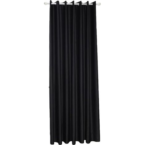 Rideau Occultant en Tissu, Noir, Polyester, Fenêtre, 1 Pièce (1/5)