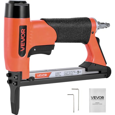VEVOR Drucklufttacker, Langnasen-Druckluftnagler für Feindrahtklammern der Serie 80, 12,8 mm Krone, 6–16 mm Länge, max. 150 Stk. Nagelpistole für Polsterarbeiten, Holzbearbeitung, Heimwerken (1/5)