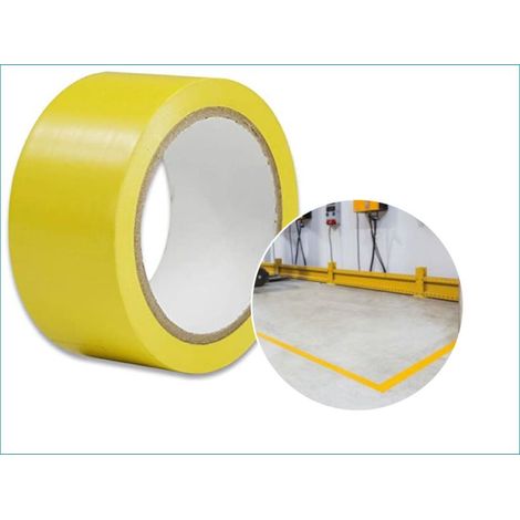 Lot de 6 Ruban adhésif vinyle de marquage au sol 50 mm x 33 M jaune