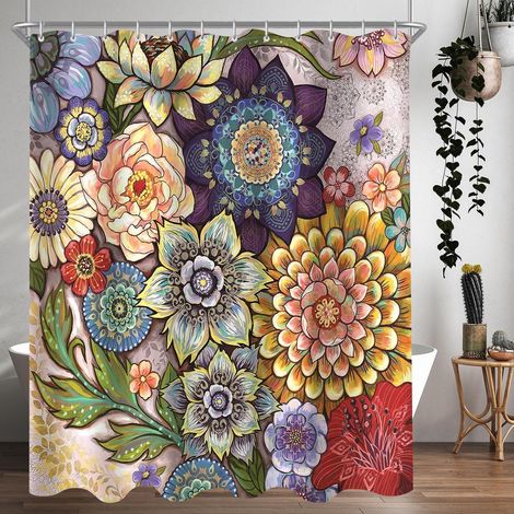 Duschvorhang 180x200cm wasserabweisend Böhmische Blume 180 x 200 cm (1/5)