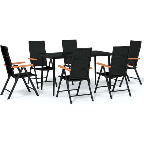 Maison Exclusive - 7-tlg. Garten-Essgruppe Schwarz (1/5)