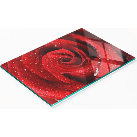 Tabla de cocina decorativa multifuncional de vidrio con dise帽o de rosas, 80 x 52 cm.