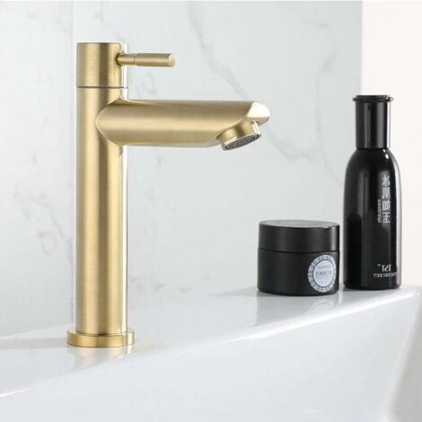 High-quality gold stainless steel washbasin tap, smooth feel, splash-proof, easy installation – comfort and elegance for your bathroom MUMU (1/4)