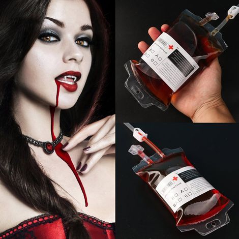 Halloween decorations, drinks, blood bags, humorous blood bags, vampire blood bags, empty 350ml bags, in stock. (1/5)