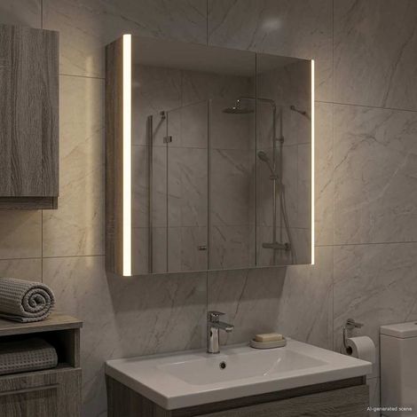vidaXL Mobiletto per specchio da bagno Grigio Sonoma