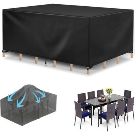 Garden Furniture Protective Cover 242x162x100cm, Waterproof and Robust 210D Oxford Fabric Outdoor Garden Table Cover, Wind Resistant, UV Resistant