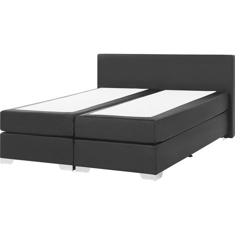 Divan Bed Faux Leather PRESIDENT 160 x 200 cm (EU King Size) Black