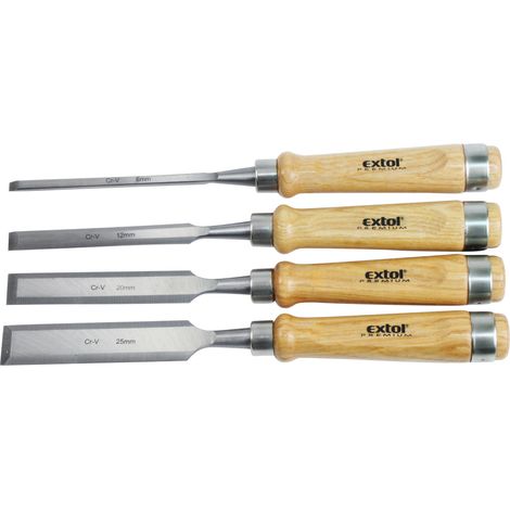 Juego de 4 cinceles EXTOL PREMIUM con mango de haya de alta calidad, de 6 a 25 mm. (1/2)