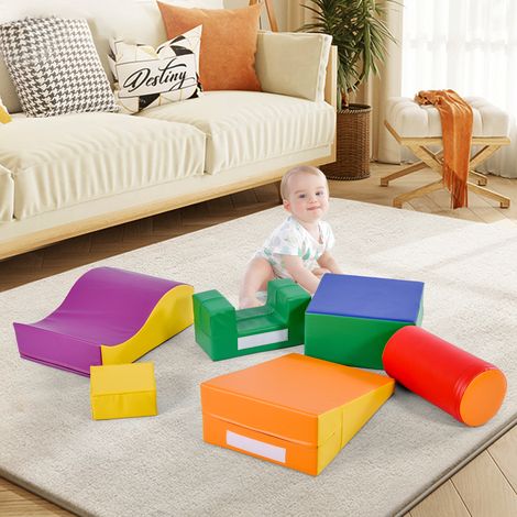 6 blocs géants TLG de construction, pour chambre enfant, colorés.-Go, escaliers toboggan enfant préscolaire et bébés, format pratique